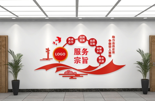 商会文化墙商会宗旨工商联AI模板